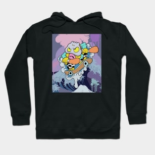 Cute slluks character fatty boy is skating on a big wave illustration Hoodie